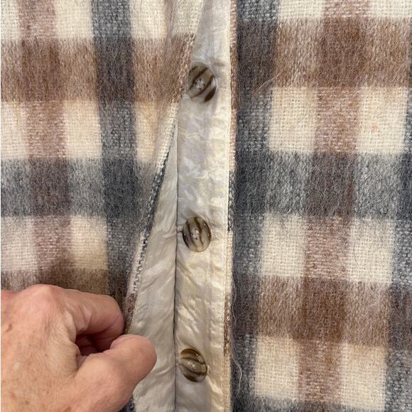 VINTAGE E.R. Gerard LTD. Plaid Wool jacket  Tan Gray Cream Union Tag size 8 - Picture 5 of 8